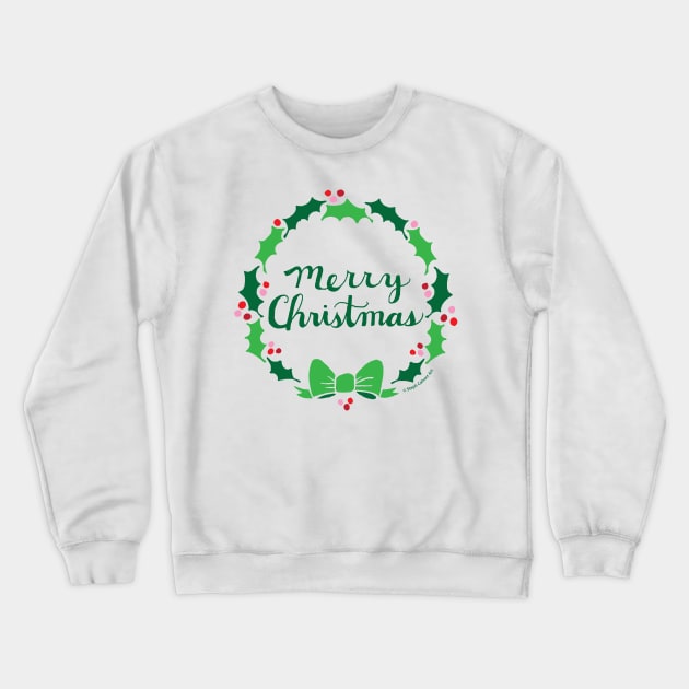 Merry Christmas Wreath Crewneck Sweatshirt by Steph Calvert Art